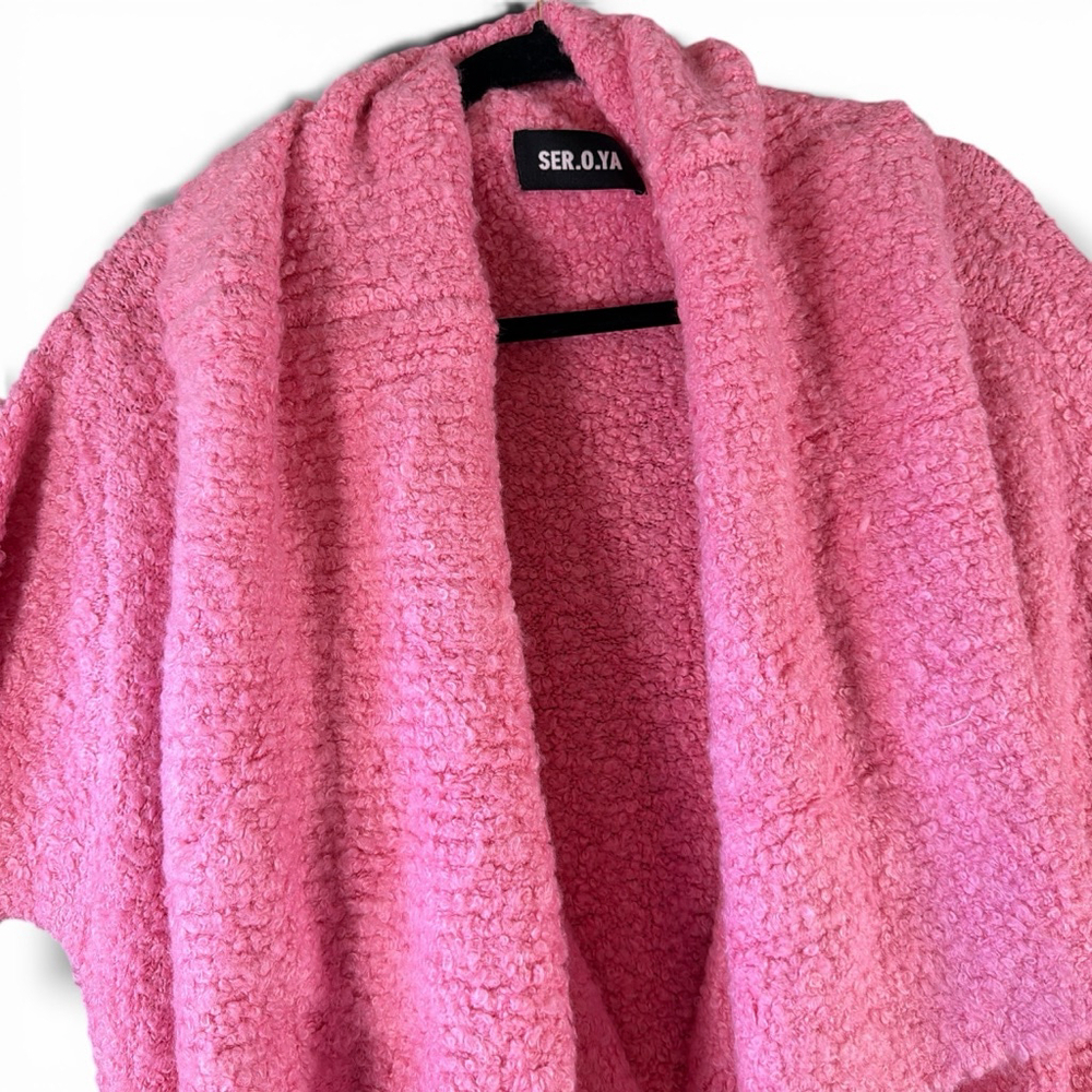 Women's SEROYA Pink Long Cardigan size L in Rose Bloom - Picture 7 of 8